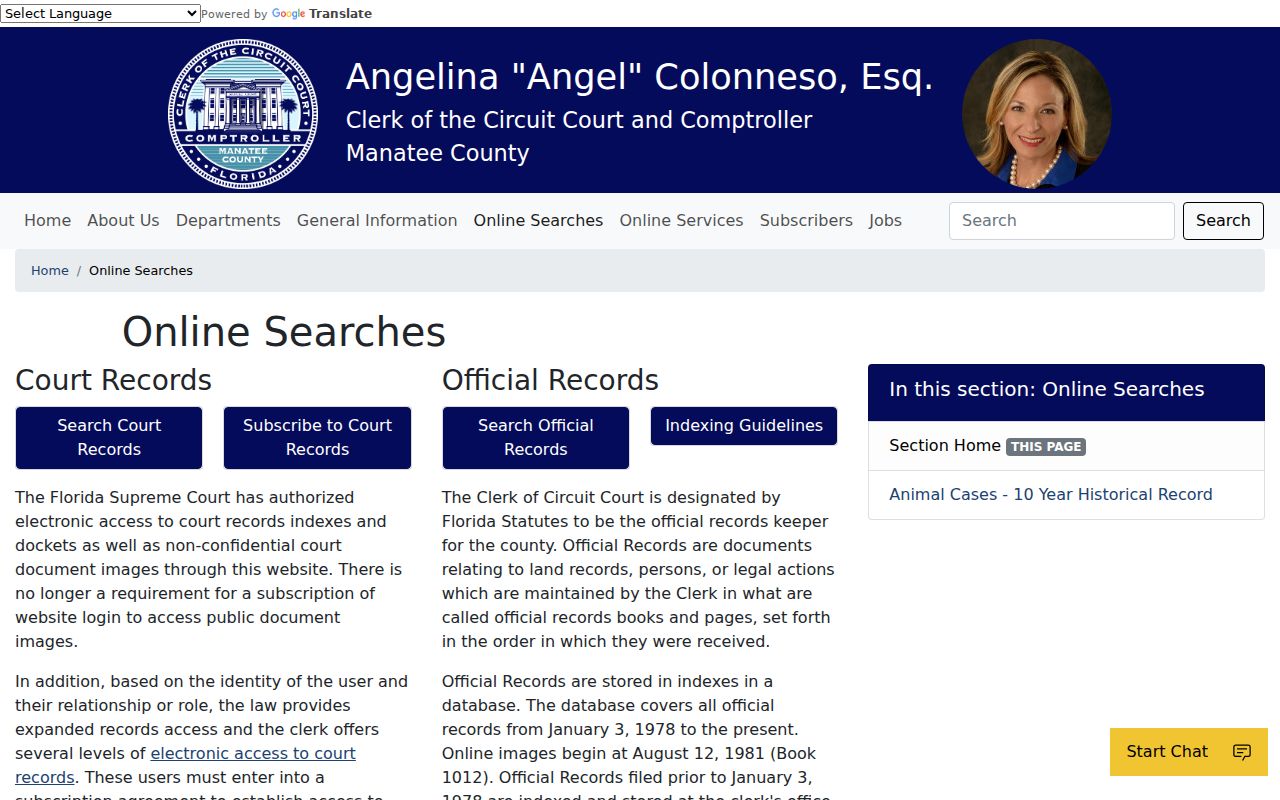Manatee County residents directory Clerk online search gateway