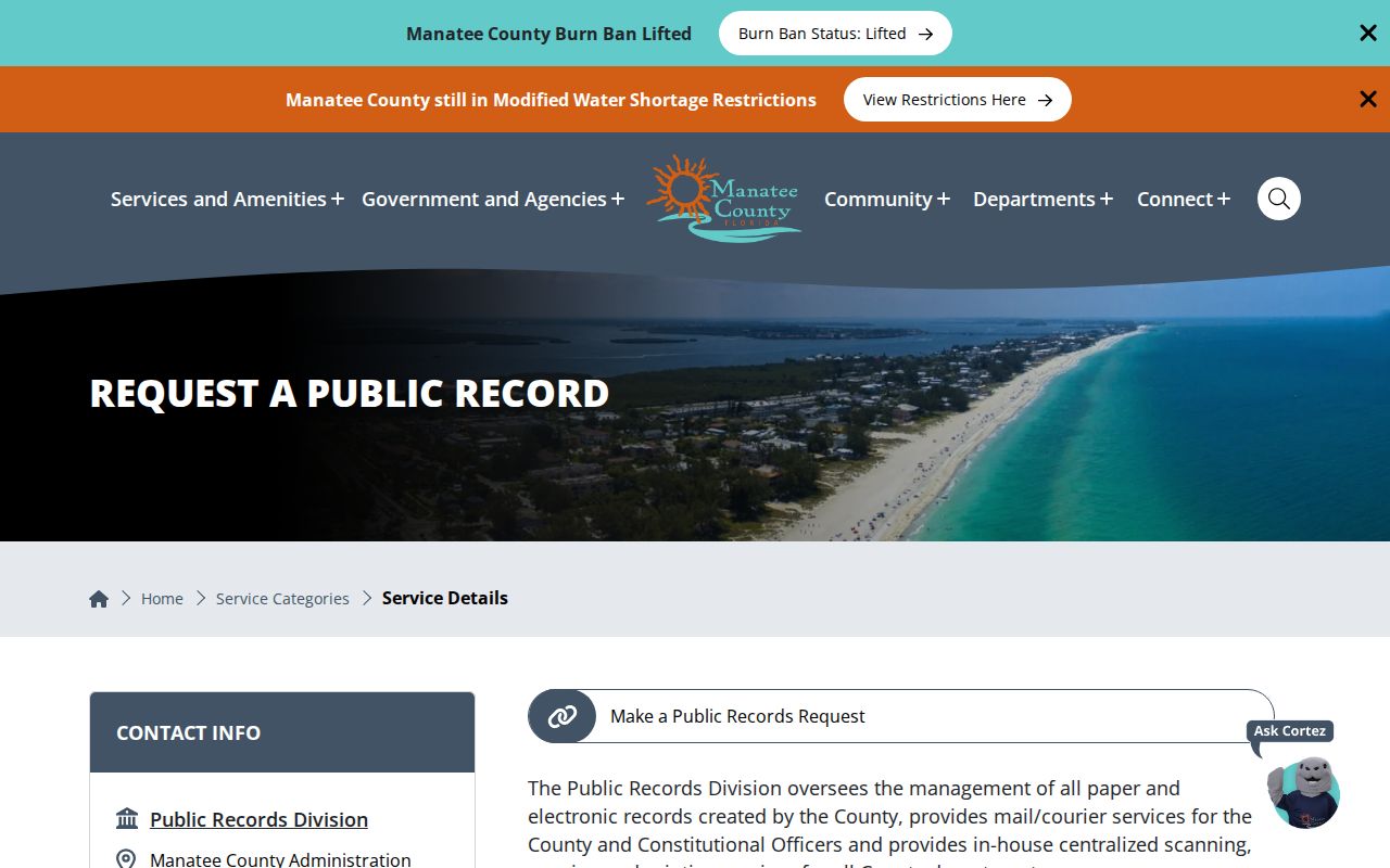 Manatee County residents directory public records request