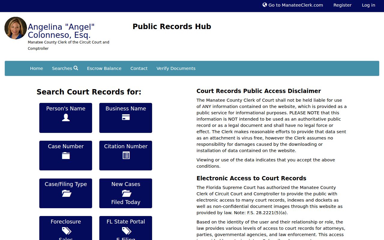 Manatee County residents directory court record search