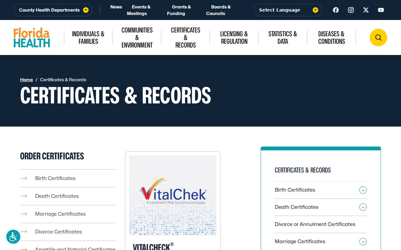Manatee County residents directory Florida vital records gateway