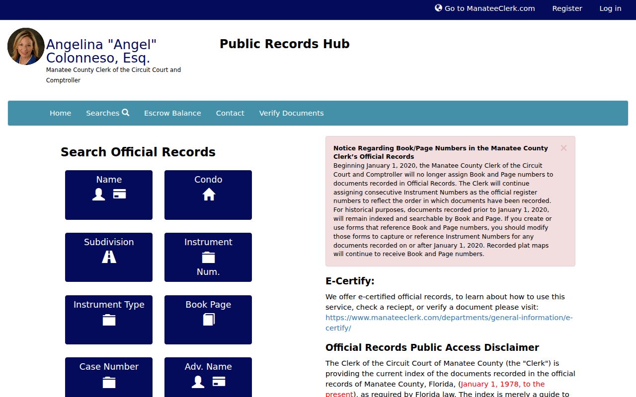 Manatee County residents directory official records index