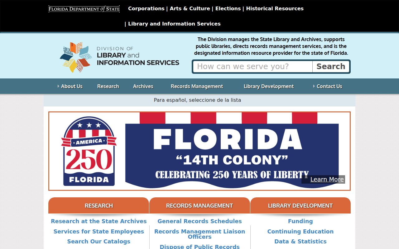 State Library and Archives of Florida research gateway